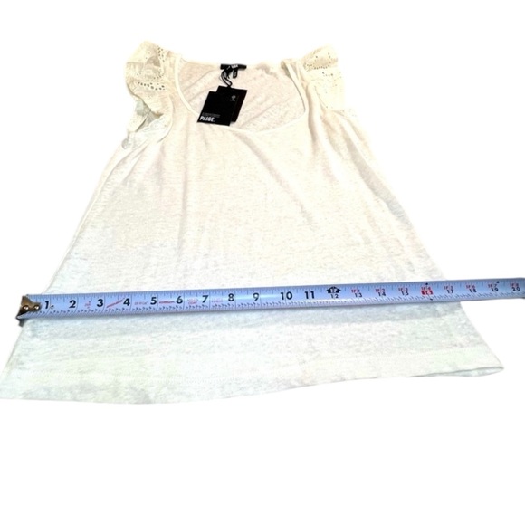 PAIGE Giulia Eyelet Flutter Sleeve Linen Top, Color White, Size Extra Small, NWT - Picture 4 of 10